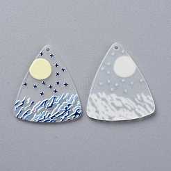 アクリルパーツ  3dプリント  太陽と海の模様の三角形  透明  35.5x30.5x2mm  穴：1.6mm&nbsp;KY-I007-38