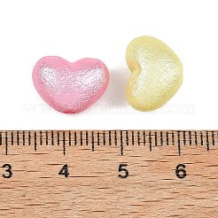 テクスチャ加工された不透明ABS模造真珠ビーズ  ハート  ミックスカラー  10x13.5x8mm  穴：2.5mm  約909個/500g&nbsp;MACR-K361-17