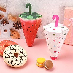 20個 2スタイルの傘紙ピアスキャンディボックス  傘の持ち手付き  ベビーシャワーギフトボックス用  ミックスカラー  9.8x8.5x19cm  10個/スタイル&nbsp;CON-CJ0001-24