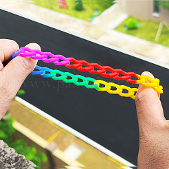 レインボーカラーの編み込みシリコン製ストレッチブレスレット（男性用）  カラフル  7.95インチ（20.2cm）&nbsp;WG97979-01