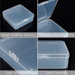 ポリプロピレン（pp）プラスチックボックス  ビーズ保存容器  ヒンジ付き蓋付き  正方形  透明  11.5x11.5x3.5cm&nbsp;CON-WH0068-43A