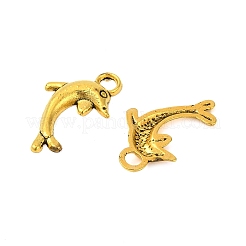 チベット風合金金属ペンダント  カドミウムフリー＆鉛フリー  イルカ  アンティーク黄金  19x11.5mm  穴：2.5mm&nbsp;LS-GLF0364Y