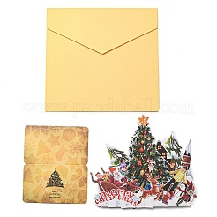 3D ポップアップ紙グリーティング カード  長方形の封筒付き  クリスマスの日の招待状  クリスマスツリー  115x110x155mm&nbsp;AJEW-P124-F01