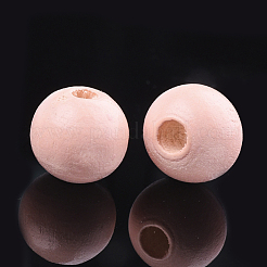 塗装天然木ビーズ  ラウンド  ピンク  10x8.5~9mm  穴：2~3mm&nbsp;WOOD-S049-05J