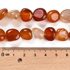 天然石カーネリアンビーズ連売り  染め＆加熱  タンブルストーン  ナゲット  7.5~14x8~12x9~11mm  穴：1mm  約44個/連  14.76インチ（37.5cm）&nbsp;G-L595-B01-01