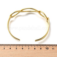 女性のための真鍮製のカフバングル  ラックめっき  長持ちメッキ  鉛フリー＆カドミウムフリー  18KGP本金メッキ  内径：2x2-1/2インチ（5.1x6.5cm）&nbsp;BJEW-F498-05G