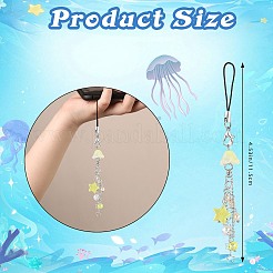 ガラス＆アクリル携帯ストラップ  真鍮のスターチェーン付き  ゴールデンロッド  11.5cm  2個/セット&nbsp;HJEW-SW00079-01