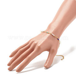 女性のための模造真珠＆ガラスシードビーズチェーンブレスレット  カラフル  7-7/8インチ（20cm）&nbsp;BJEW-JB07741