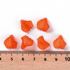つや消しアクリルビーズキャップ  花  レッドオレンジ  12x12x9mm  穴：1.2mm  約1700個/500g&nbsp;MACR-S371-10A-726