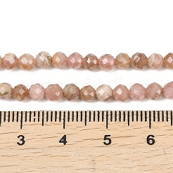 天然石ロードナイトビーズ連売り  ラウンド  多面カット  4~4.5mm  穴：0.6mm  約98個/連  15.59''（39.6センチメートル）&nbsp;G-B175-D10-4mm