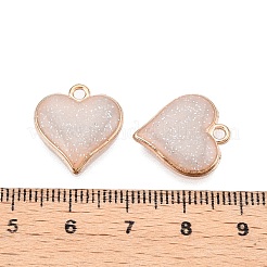 合金エナメルチャーム  ハート  ライトゴールド  古いレース  17x15mm  穴：1.5mm&nbsp;PALLOY-TAC0012-58B-RS