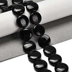 天然石オブシディアンビーズ連売り  フラットラウンド  15x6mm  穴：1mm  約26個/連  14.65''（37.2センチメートル）&nbsp;G-P562-D01-01