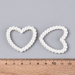 ABSプラスチックパール調ビーズ  ハート  ホワイト  37x39.5x5mm  穴：2mm&nbsp;KY-Q004-06B