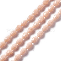 カット加工ガラスビーズ連売り  ティアドロップ  ミックスカラー  12x8~9mm  穴：1.2mm  約57個/連  23.74''（60.3センチメートル）&nbsp;GLAA-E037-02-M