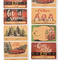 クリスマステーマの漫画紙ステッカー  粘着式装飾ステッカー デカール  長方形  gnome  75x50mm  250PCS /ロール&nbsp;STIC-P013-06C