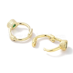 女性用真鍮パヴェキュービックジルコニアフープピアス  18KGP本金メッキ  ミックスカラー  10x3.5mm&nbsp;EJEW-L269-124G