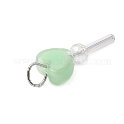アクリル＆ガラスペンダント  304ステンレススチール製金具付き  ハート  ステンレス鋼色  21.5~22x18.5x4mm  穴：4x3.5mm&nbsp;PALLOY-JF03521-01