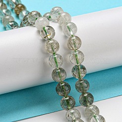 天然石グリーンルチルクォーツビーズ連売り  ラウンド  6mm  穴：1mm  約65個/連  15.43''（39.2センチメートル）&nbsp;G-A219-A03-02