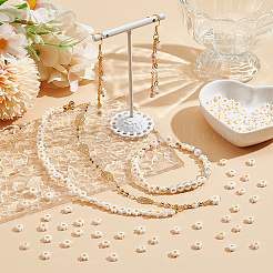 3連売り ハンドメイド ミルフィオリ ガラス ビーズ 連売り  花  オレンジ  5.5x2.5mm  穴：1mm  約64個/連&nbsp;LAMP-NB0001-99B
