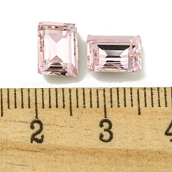 ガラスラインストーンカボション  フラットバック＆バックメッキ  多面カット  長方形  ライトローズ  8x6x3mm&nbsp;RGLA-L029-15C-223