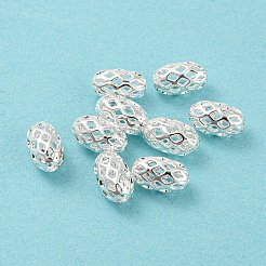真鍮製透かしビーズ  オーバル  銀色のメッキ  8x5mm  穴：1.5mm&nbsp;KK-H737-8x5mm-S
