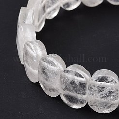 天然クォーツ クリスタル オーバル ビーズ ストレッチ ブレスレット  女性のためのアクセサリー用原石のアクセサリー  内径：2-1/8インチ（5.4~5.5cm）&nbsp;G-E010-01P