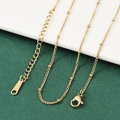 イオンプレーティング(IP) 304 ステンレススチール サテライトチェーンネックレス メンズ レディース  14KGP本金メッキ  16.34インチ（41.5cm）&nbsp;X-NJEW-M200-05G