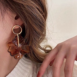 女性用合金アクリルスタッドピアス  花  シエナ  56x29mm&nbsp;WGF3E6B-01