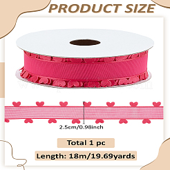 1ロールハートバレンタインデーポリエステルレーストリム  洋服アクセサリー  濃いピンク  1インチ（25mm）  約19.69ヤード（18m）/ロール&nbsp;OCOR-LP0003-63B