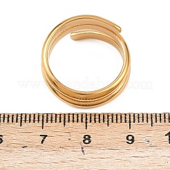 女性用フラワー 304 ステンレススチール カフリング  イオンプレーティング（ip）  カドミウムフリー＆ニッケルフリー＆鉛フリー  ゴールドカラー  12mm  usサイズ7（17.3mm）&nbsp;RJEW-Z123-02G