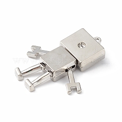 合金ペンダント  ラインストーン付き  ロボットチャーム  カドミウムフリー＆鉛フリー  プラチナ  48x40x9mm  穴：3mm&nbsp;PALLOY-M206-11P
