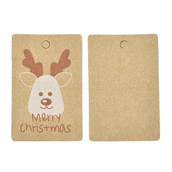 長方形の紙のギフトタグ  hange tags  美術工芸用  クリスマスをテーマにした模様  鹿の模様  5.5x3.6x0.04cm  穴：4mm  100個/袋&nbsp;CDIS-L005-A06
