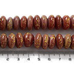 手作りのネパールランプワークビーズ  ロンデル  シエナ  12~16x5~9mm  穴：3.6~5mm  約90~98個/連  25~25.98インチ（63.5~66cm）&nbsp;LAMP-Z008-12A