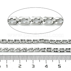 変色しにくい304ステンレススチールの長方形クロスリンクチェーン付き  ハンダ付け  スプールで  ステンレス鋼色  6x3x1.5mm  約32.81フィート（10m）/ロール&nbsp;CHS-K018-05P