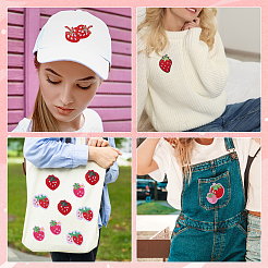 36個 6スタイル イチゴ コンピューター刺繍布 粘着パッチ  パッチにこだわる  マスクと衣装のアクセサリー  アップリケ  レッド  23~45x20~50x1.5~2mm  6個/スタイル&nbsp;PATC-FG0002-42