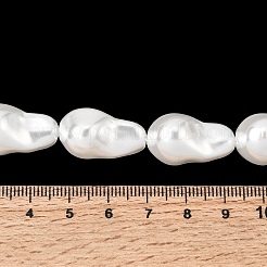 電気メッキガラスシェルパールビーズ連売り  ナゲット  ホワイト  21~22.5x13mm  穴：1mm  約17~18個/連  15.87~5.16''（38.5センチメートル）&nbsp;BSHE-B009-B01-13x21mm