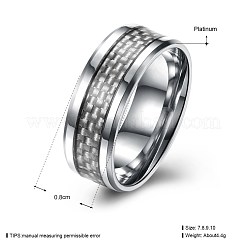 メンズステンレススチールフィンガー指輪  ワイドバンドリング  ホワイト  プラチナ  usサイズ9（18.9mm）&nbsp;RJEW-BB27567-A-9