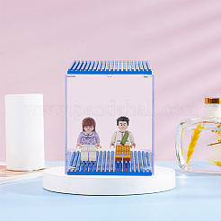 Abs プラスチック ミニフィギュア ディスプレイ ケース  アクリルビルディングブロックディスプレイボックス  アクションフィギュアおもちゃ収納ボックス  ブルー＆クリア  完成品：80x80x100mm&nbsp;AJEW-WH0014-07A