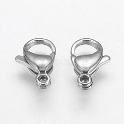 変色しにくい304ステンレススチール製のロブスタークロウ留め金  ステンレス鋼色  13x8x4mm  穴：1.5mm&nbsp;STAS-F125-13x8mm-P