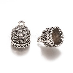 合金チャームベイル  タッセルキャップ保釈  コラム  アンティークシルバー  19x15x14mm  穴：1mmと2.5mm  12mm内径&nbsp;PALLOY-E460-10AS