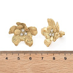 304ステンレススチールスタッドピアス  イオンプレーティング（ip）  花  14KGP本金メッキ  23x24mm&nbsp;EJEW-M072-01G