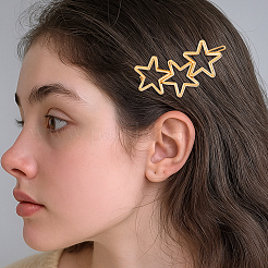 鉄と亜鉛合金の星型ヘアバレッタ8個（2色）  ミックスカラー  34x69x6mm  4個/カラー&nbsp;PHAR-HY0001-06