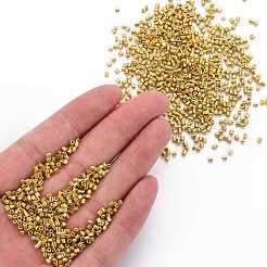 ガラス竹ビーズ  メタリックカラー  ゴールド  2.5~3x2mm  穴：0.9mm  約15000個/ポンド&nbsp;SEED-S032-12A-1107