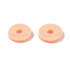 手作り樹脂粘土ビーズ  ディスク/フラットラウンド  ヒシビーズ  ライトサーモン  8x0.5~1mm  穴：2mm  約10985個/845g&nbsp;LS-CLAY-R067-8.0mm-B13