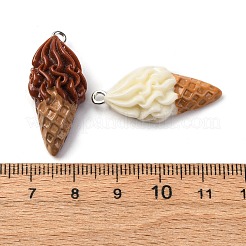 樹脂チャーム  アイスクリーム  プラチナ鉄ループ付き  ミックスカラー  30x13.5x8mm  穴：2mm&nbsp;RESI-Z036-03P