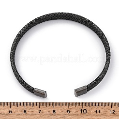 男性用 316 サージカルステンレススチール カフバングル  ガンメタ色  1/4インチ（0.75cm）  内径：2-3/8インチ（6.1cm）x2-5/8インチ（6.7cm）&nbsp;BJEW-P319-05B-B