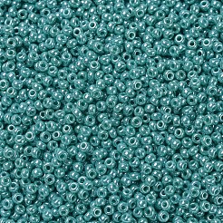 MIYUKIラウンドロカイユビーズ  日本製シードビーズ  （rr435)不透明なターコイズグリーンの光沢  11/0  2x1.3mm  穴：0.8mm  約1100PCS /ボトル  10 G /ボトル&nbsp;SEED-JP0008-RR0435
