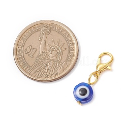 2個 2色樹脂製イーブルアイペンダントデコレーション  亜鉛合金カニカン付き  ブルー  25mm  1pc /カラー&nbsp;HJEW-JM03937