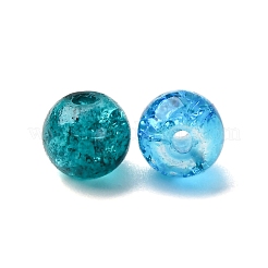 ベーキングペイント、クラックルガラスビーズ  どこカリブブルーミックス  ラウンド  ミックスカラー  6~6.5x5.5~6mm  穴：1mm  約200個/袋&nbsp;DGLA-X0006-6mm-11