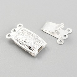304ステンレススチールボックス留め具  マルチ連クラスプ  1連売り  3ホール  長方形  銀  6mm  穴：21x10x4.5mm&nbsp;STAS-H151-14S